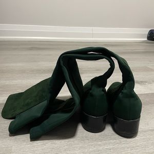 Stuart Weitzman 5050 Dark Green Suede Over the Knee Boots , Size 7